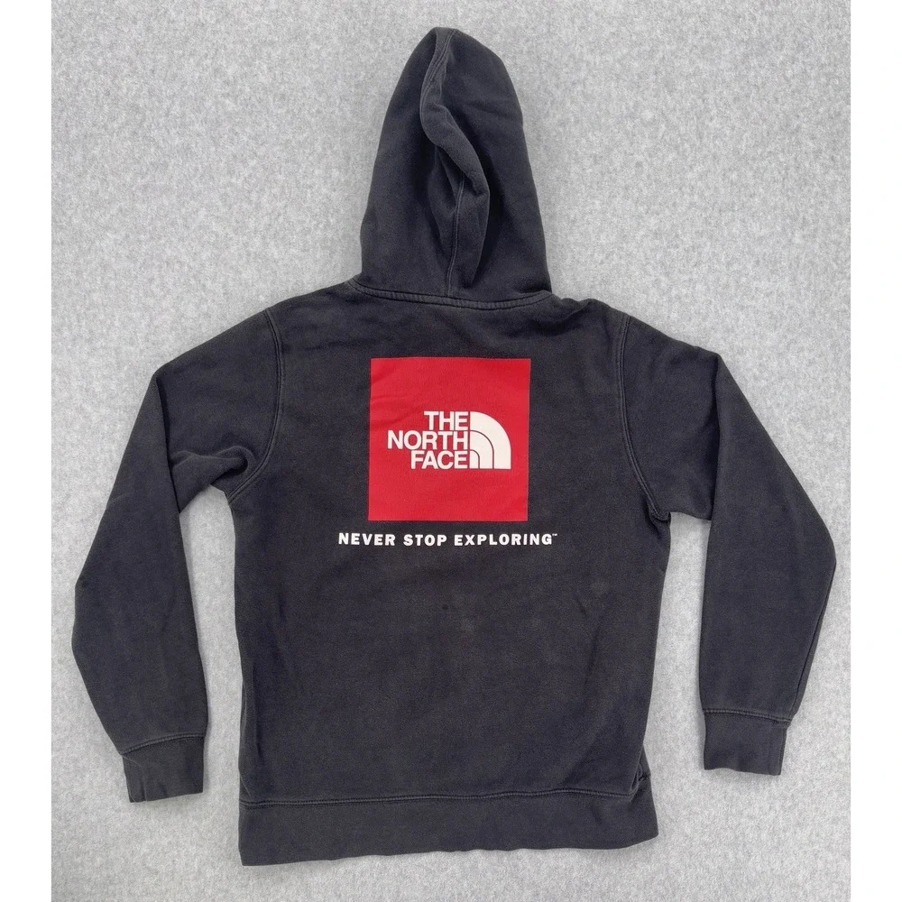 The North Face Box NSE‎ Pullover Hoodie Black Red Logo Men's Medium